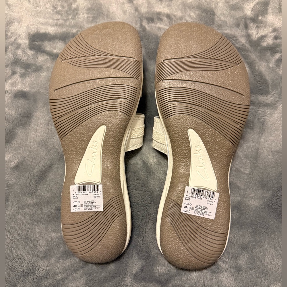 Clarks Cloudsteppers White Slide Sandals Size 9 - Picture 4 of 4